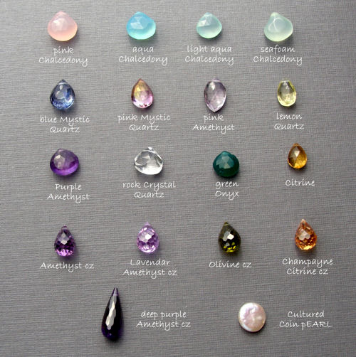 Gemstone Choices for Customizing Organic Inspired Collection-organic inspired, jewelry, gold, leaf, flower, nature,gemstones, customize, personalized, chalcedony,mystic quartz, amethyst, onyx, topaz, citrine, cz, cultured pearl