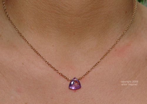 Trillion Amethyst Solitaire 14k Gold Filled Necklace-Trillion Amethyst Solitaire 14k Gold Filled Necklace simple everyday elegance, Unique jewery gift for bridemaids graduates  moms
