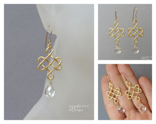 Golden Celtic Knot Earrings with Custom Gemstone Briolettes-quartz briolette  earrings, celtic knot earrings,  briolette earrings, gold satin finish earrings, flower earrings, orchid earrings, organic jewelry, wedding jewelry, bridesmaid jewelry, custom bridal jewelry,  briolette earrings, gold earrings, flower earrings, organic jewelry, wedding jewelry, bridesmaid jewelry, custom bridal jewelry, matte gold branch earrings, Gold and custom gemstone branch twig earrings, briolette branch earrings, gold earrings, custom gemstone jewelry, organic jewelry, wedding jewelry, custom bridesmaid jewelry gift, briolette earrings, gold earrings, branch, twig earrings, flower earrings, organic jewelry, wedding jewelry, bridesmaid jewelry, custom bridal jewelry