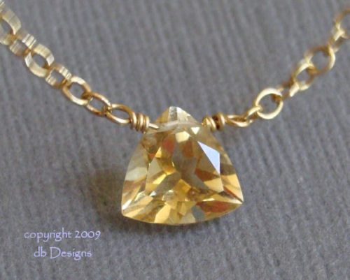 Trillion Citrine Solitaire 14k Gold Filled Necklace-Trillion Citrine Solitaire 14k Gold Filled Necklace simple everyday elegance, Unique jewery gift for bridemaids graduates  moms